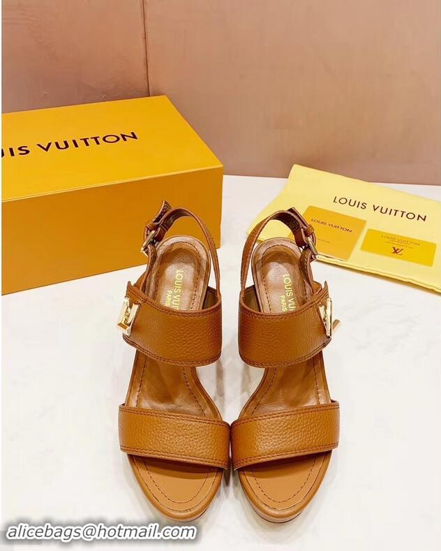 Faux Louis Vuitton Heel 10.5cm Platform 2cm Horizon Sandals LV94902 Caramel 2019