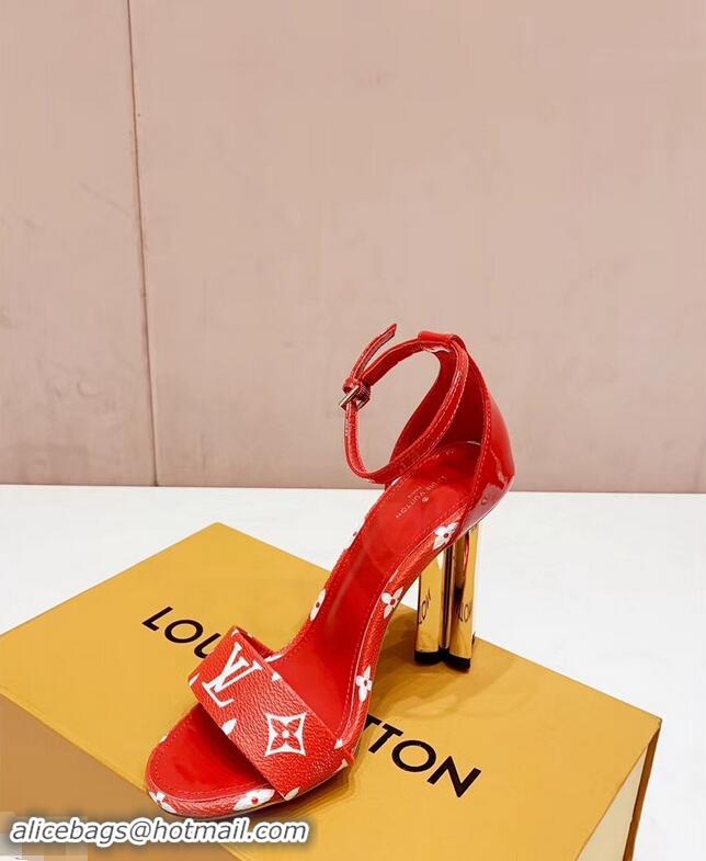 Top Design Louis Vuitton Heel 10cm Silhouette Sandals Monogram Canvas LV94916 Red 2019