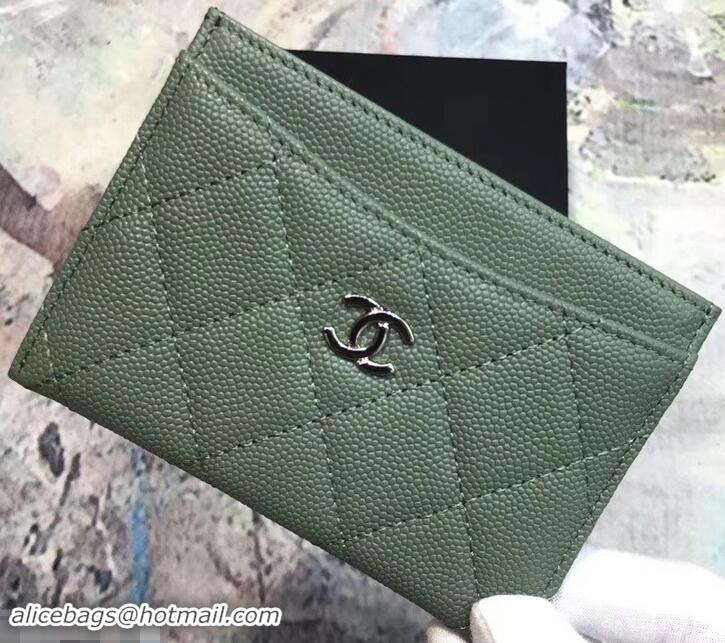 Unique Style Chanel Caviar Leather Classic Card Holder A31510 Light Green