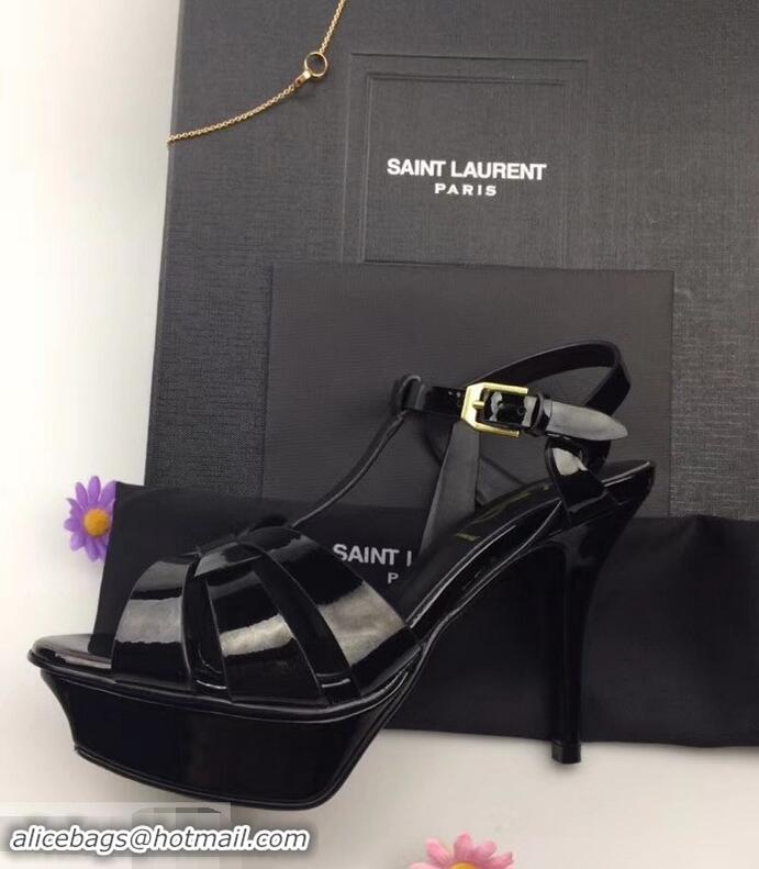 Hot Sell Saint Laurent Tribute Sandals In Patent Leather Y96433 Black