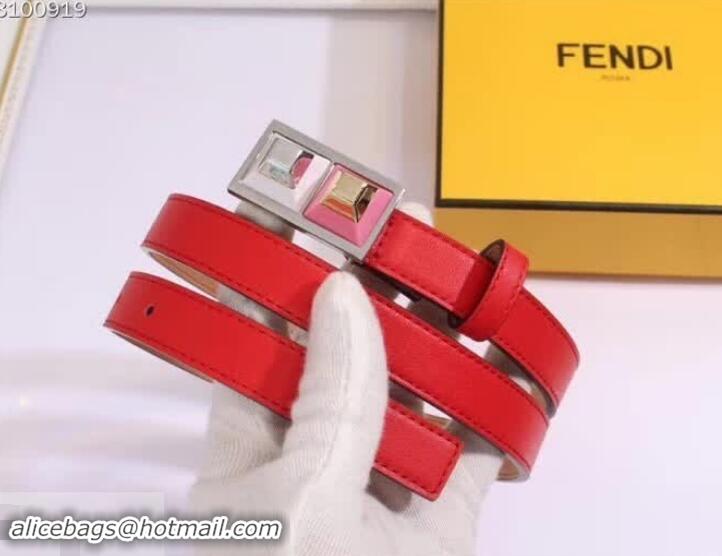 Classic Fendi Rainbow Leather Belt 20mm Width 931048 Red