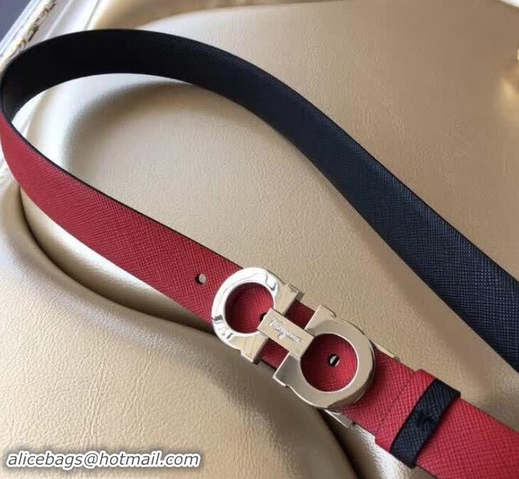 Duplicate Ferragamo Saffiano Calf Leather Belt 25mm Width 602342 Red