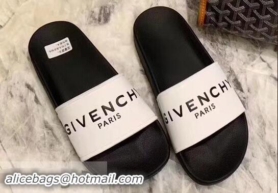 Chic Discount Givenchy Paris Logo Slides Sandals G95002 Rubber White