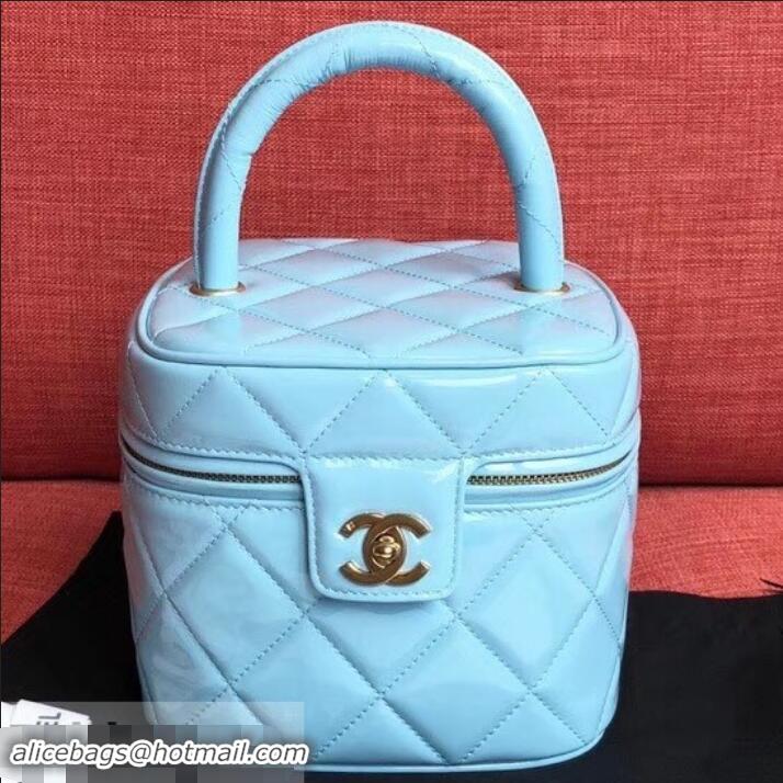 Promotional Chanel Vintage Vanity Case Bag Patent AP03620 Sky Blue 2019