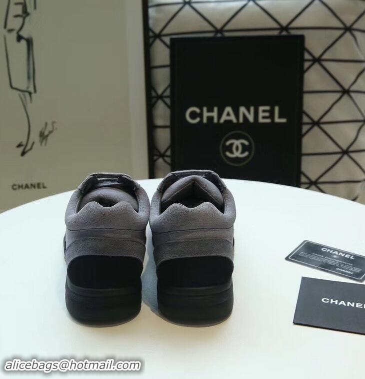 Promotional Chanel Suede Calfskin Sneakers G34360 Gray 2019