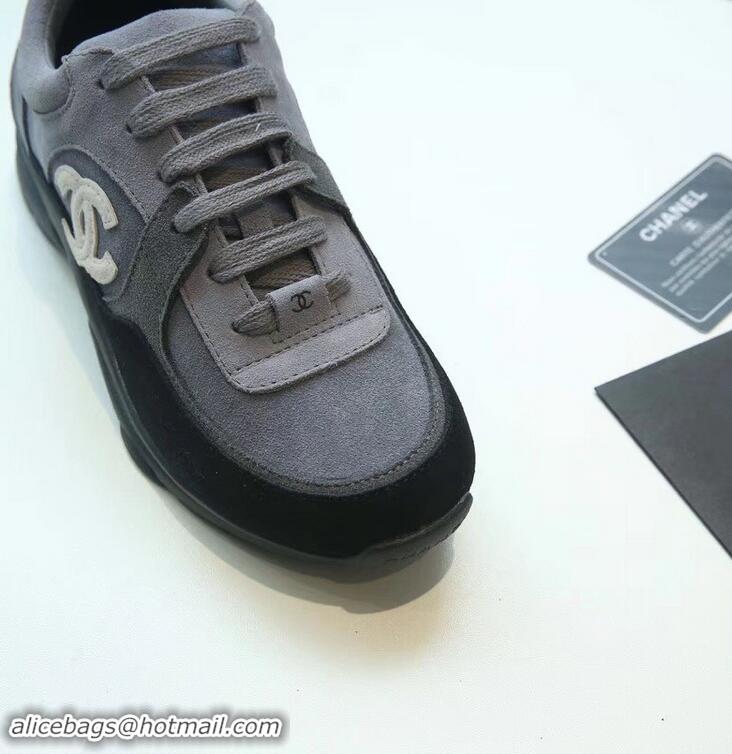 Promotional Chanel Suede Calfskin Sneakers G34360 Gray 2019