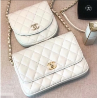 Unique Style Chanel Lambskin Side Pack Bag AS0545 White 2019