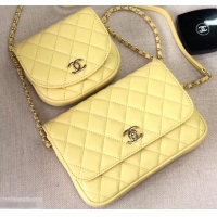 Good Product Chanel Lambskin Side Pack Bag AS0545 Yellow 2019