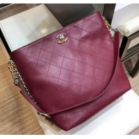 Top Design Chanel Quilted Calfskin with Two-Tone Hardware Hobo Bag AS0414 Date Red 2019