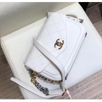 Best Product Chanel Quilted Calfskin with Two-Tone Hardware Mini Flap Bag AS0412 White 2019