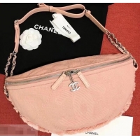 New Fashion Chanel Mixed Fibers Large Waist Bag AS0315 Pink 2019