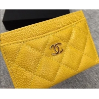 Perfect Chanel Caviar Classic Card Holder A31510 Yellow