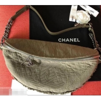 Best Luxury Chanel Mixed Fibers Large Waist Bag AS0315 Army Green 2019