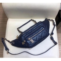 Shop Duplicate Chanel Iridescent Pearl Caviar Grained Calfskin Waist Bag AS0556 Blue 2019