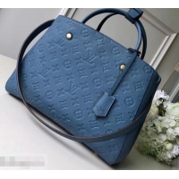 Good Product Louis Vuitton Monogram Empreinte Leather Montaigne MM Bag M43660 Bleu Jean