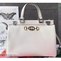 Grade Gucci Zumi Grainy Leather Medium Top Handle Bag 564714 White 2019