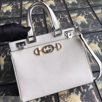 Top Design Gucci Zumi Grainy Leather Small Top Handle Bag 569712 White 2019