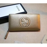 Top Quality GUCCI SOHO WALLET 308004 IN GRAINED LEATHER metallic gold