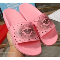 Hot Sale Discount Gucci Logo Slide Sandals Eye Stars G96609 Pink 2019