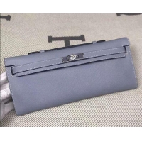 Trendy Design Hermes Kelly Cut Handmade Epsom Leather Clutch With Gold/Silver Hardware 600922 Blue