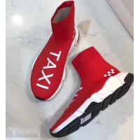Promotional Balenciaga Knit Sock Speed Trainers Sneakers NYC Taxi B92909 Red 2019