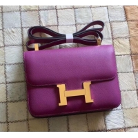 Crafted Hermes Constance 23 Bag in original Epsom Leather 600933 purple