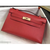 New Design Hermes Kelly 22 Clutch Bag In Original Swift Leather 601011 Red