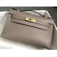 Discount Hermes Kelly 22 Clutch Bag In Original Swift Leather 601011 Gray