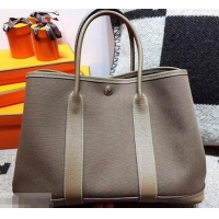 Pretty Style Hermes Canvas Garden Party 36 Bag 601035 Tan/Etoupe