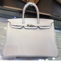 Fashion HERMES BIRKIN 40 PEARL GRAY IN ORIGINAL TOGO LEATHER 601041