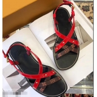 Shop Promotional Louis Vuitton Carimbo Flat Sandals LV93309 Red 2019