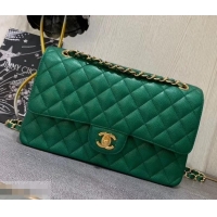 Luxury Hot Chanel 1112 Caviar Medium Classic Flap Bag Green with gold hardware