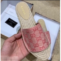 Low Cost Gucci Canvas GG Espadrilles Slides Sandals G96343 Pink 2019