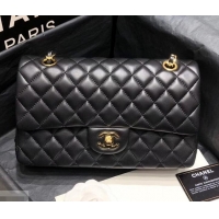 Popular Style Chanel original quality Medium Classic Flap Bag 1112 black in sheepskin with gold Hardware