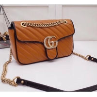 Luxury Gucci Diagonal GG Marmont Small Shoulder Bag 443497 Brown 2019