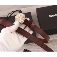 Classic Quality Chanel Flower Belt 2cm Dark Red 550171