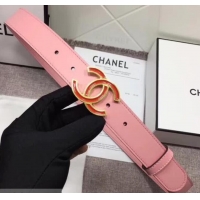 Good Quality Cheap Chanel Calf Leather Belt with Red Buckle 30mm Width 550175 Pink