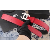New Fashion Chanel Width 3.5cm Leather Belt Red/Black with Silver CC Logo 550183