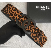 Super Quality Chanel Width 5.3cm Leather Belt Leopard with Black CC Logo 550191