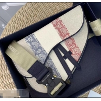 Shop Cheap Dior Three-tone Canvas Saddle Shoulder Belt Bag CD96203 2019