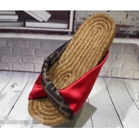 Shop Imitation Fendi FF Logo Cord Sole Twist Slides Sandals F94307 Red 2019