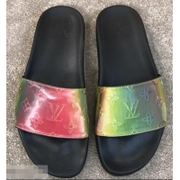 Recommended Louis Vuitton Waterfront Rubber Mules Mules LV96727 Monogram Iridescent Green