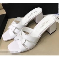 Knockoffs Saint Laurent Heel Slide Sandal In Leather With Intertwining Straps Y83609 White
