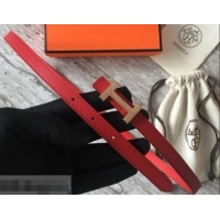 Good Quality Hermes Width 1.3cm Reversible Leather Constance H Buckle Belt 619023 Red/Pink Gold