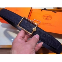 Discount Hermes Width 3.2cm Oscar Buckle Reversible Leather Belt 619025 Navy Blue/Gold