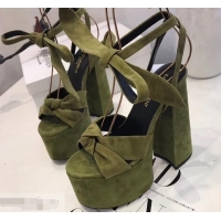 Hot Sell Saint Laurent Paige Platform Sandals Y96306 Suede Green 2019