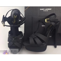 Discount Faux Saint Laurent Tribute Sandals Y96427 Satin Black