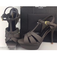 Top Quality Saint Laurent Tribute Sandals Y96427 Satin Dark Gray