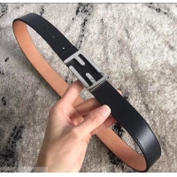 Shop Cheap Fendi FF Buckle Belt in Calfskin 30mm Width 931050 Black
