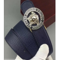 Sophisticated Versace Calfskin Leather Medusa Round Buckle Belt(99-722107)